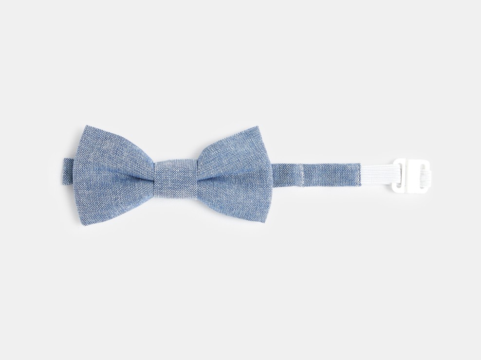 Nœud papillon effet chambray bleu garçon 1