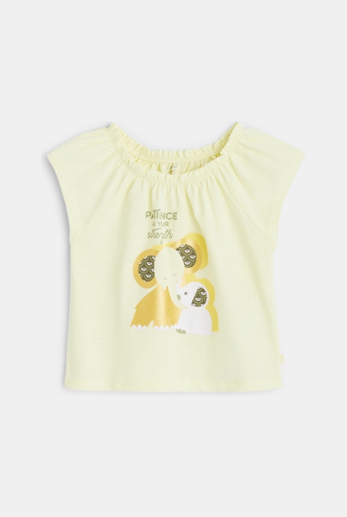 T-shirt éléphants jaune bébé fille 1
