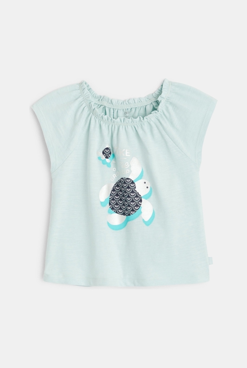 T-shirt tortues vert bébé fille 1