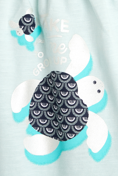 T-shirt tortues vert bébé fille 2