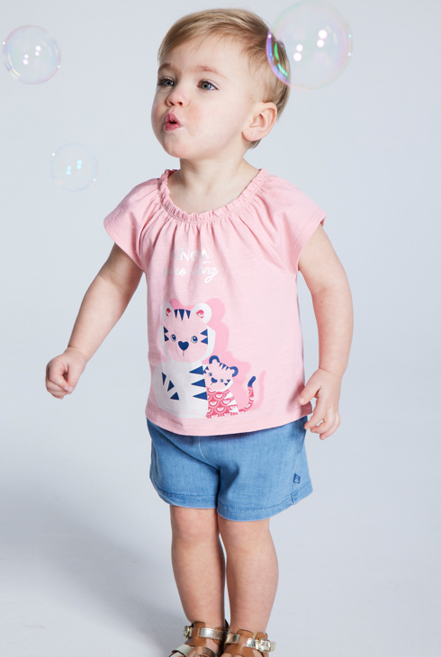 Majica s potiskom tigra rožnata dojenček deklica 1