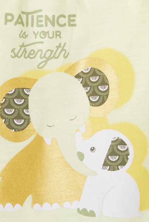 T-shirt éléphants jaune bébé fille 2