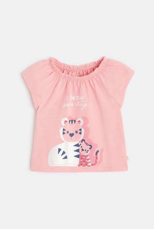 Majica s potiskom tigra rožnata dojenček deklica 2