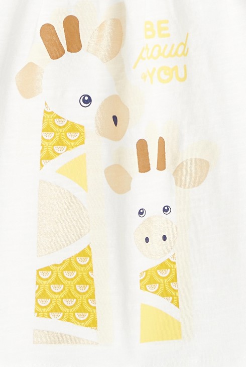 Majica s potiskom žirafe bela dojenček deklica 2