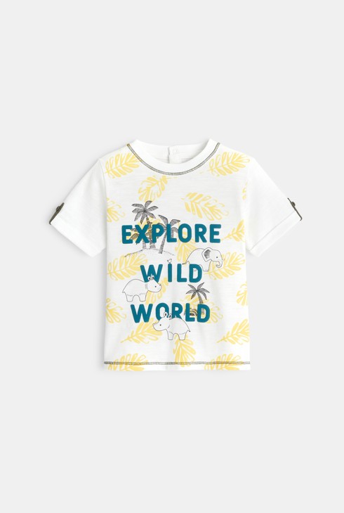 Majica s sporočilom in potiskom savane bela dojenček deček 1