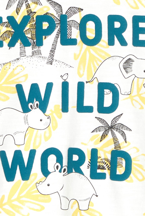 Majica s sporočilom in potiskom savane bela dojenček deček 2