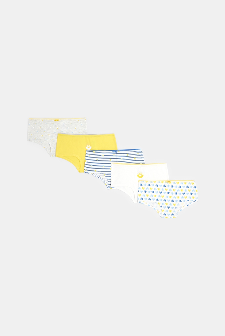 Culottes boxers fantaisie (lot de 5) jaune fille 1