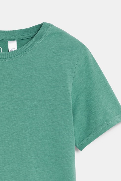 Grünes Basic-Kurzarm-T-Shirt Jungen 2