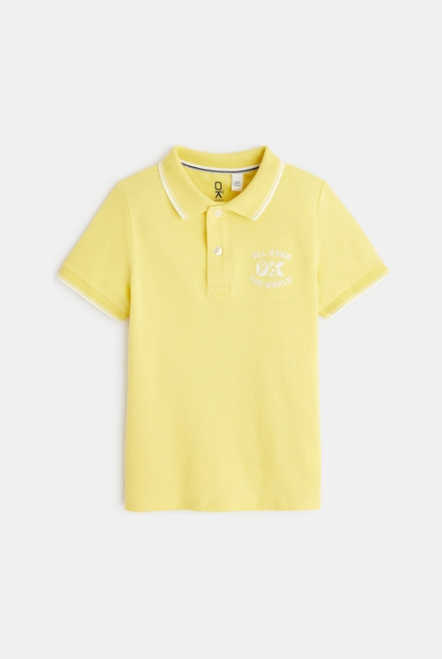 Polo maille piquée manches courtes jaune garçon 2