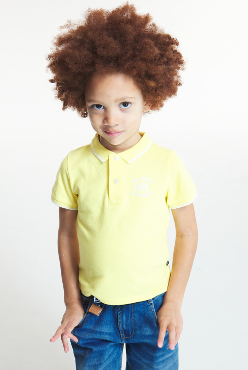 Polo maille piquée manches courtes jaune garçon 1