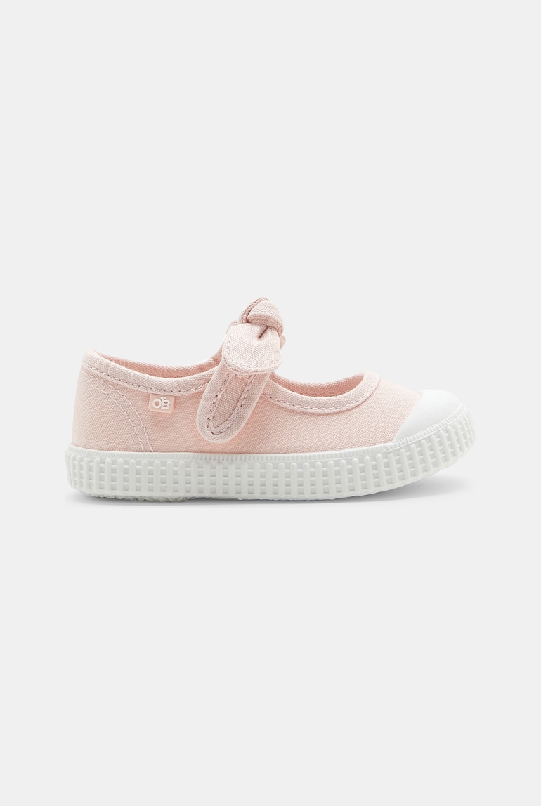 Ballerines toile à noeud rose bébé fille 1