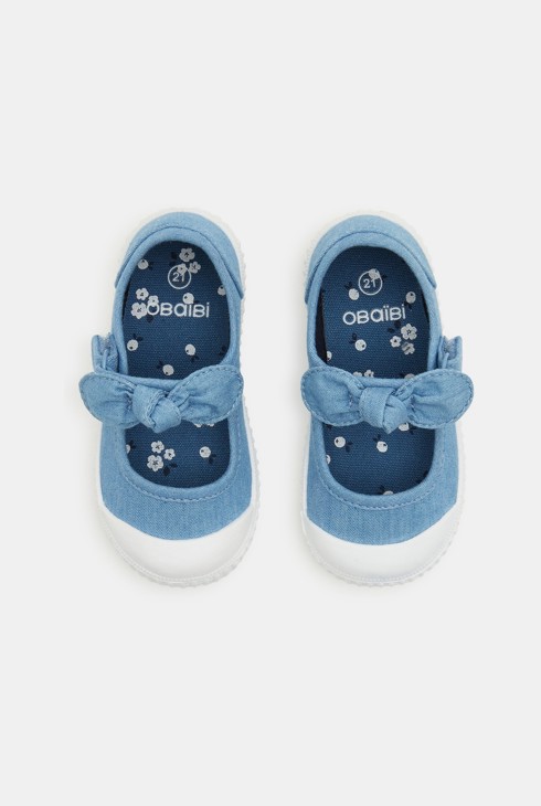 Ballerines toile à noeud bleues bébé fille 2