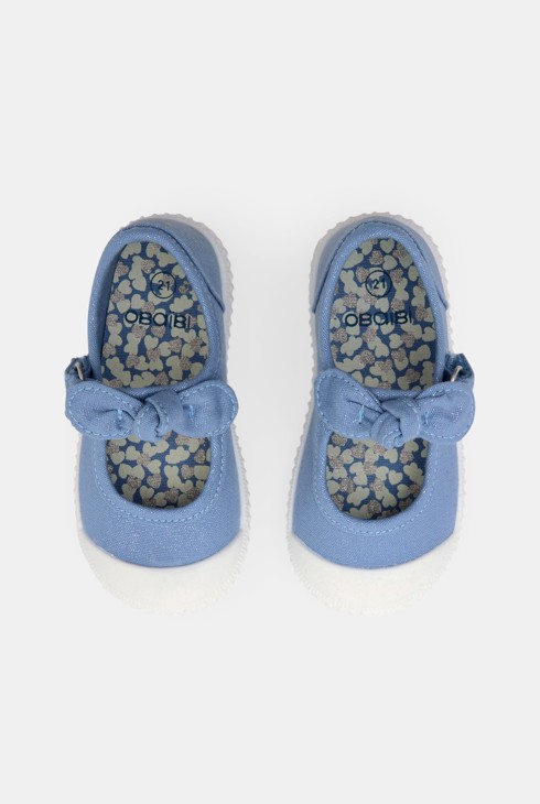 Plave platnene balerinke s mašnicom za bebe djevojčice 2