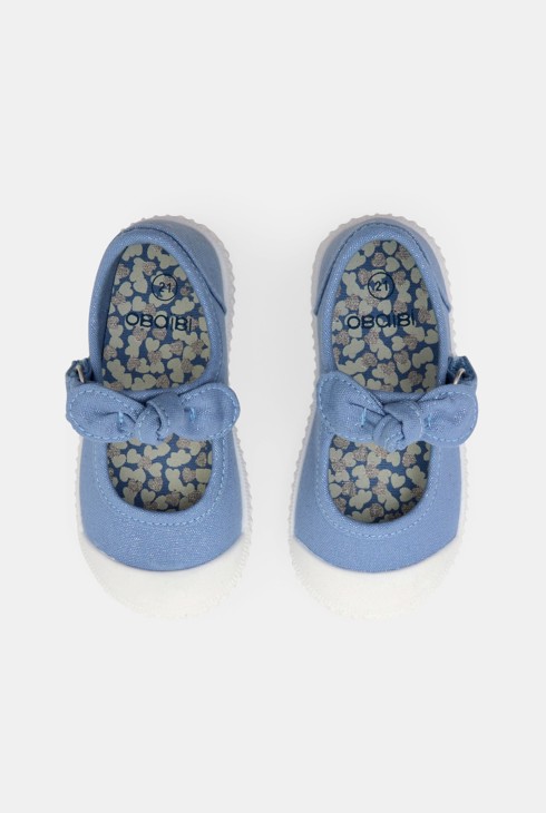 Ballerines toile à noeud bleu bébé fille 2