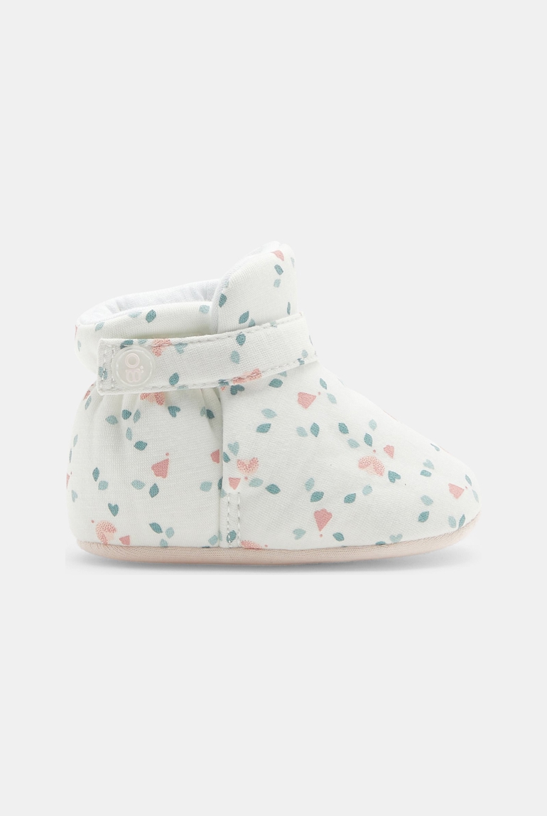 Chaussons maille imprimé fleuri blancs naissance 1