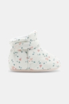 Chaussons maille imprimé fleuri blancs naissance