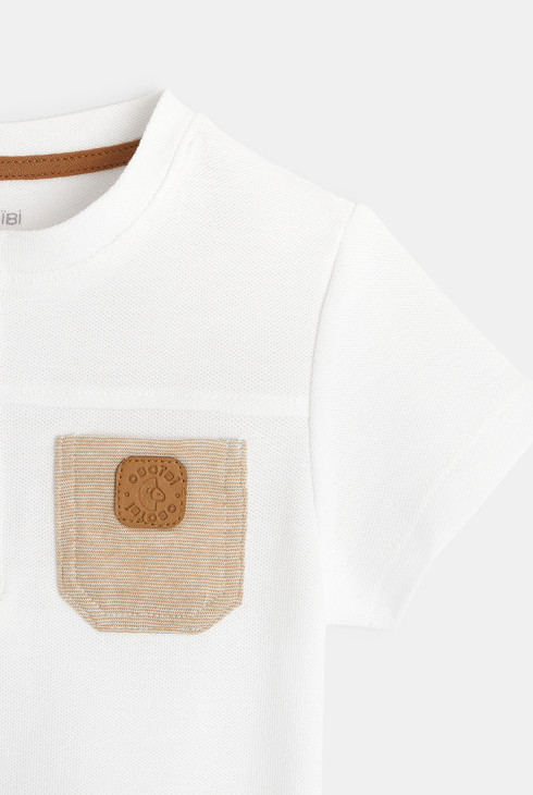 Bijela polo majica od prošivenog pikea s gumbima na ovratniku za dječake 2