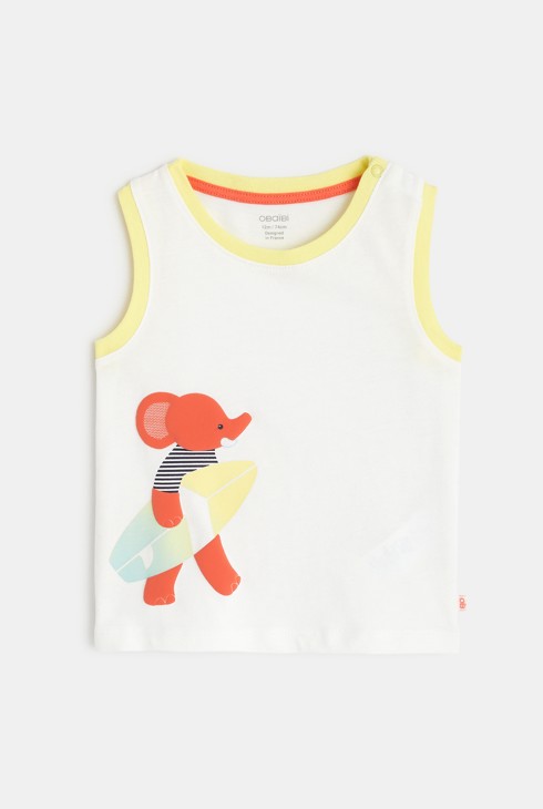 Majica brez rokavov s slonom, ki surfa bela dojenček deček 1