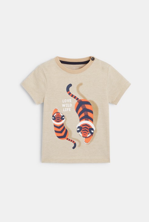 Majica iz pisanega blaga s tigri bela dojenček deček 1