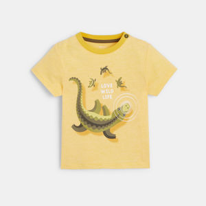 T-shirt maille chinée crocodiles jaune bébé garçon 1