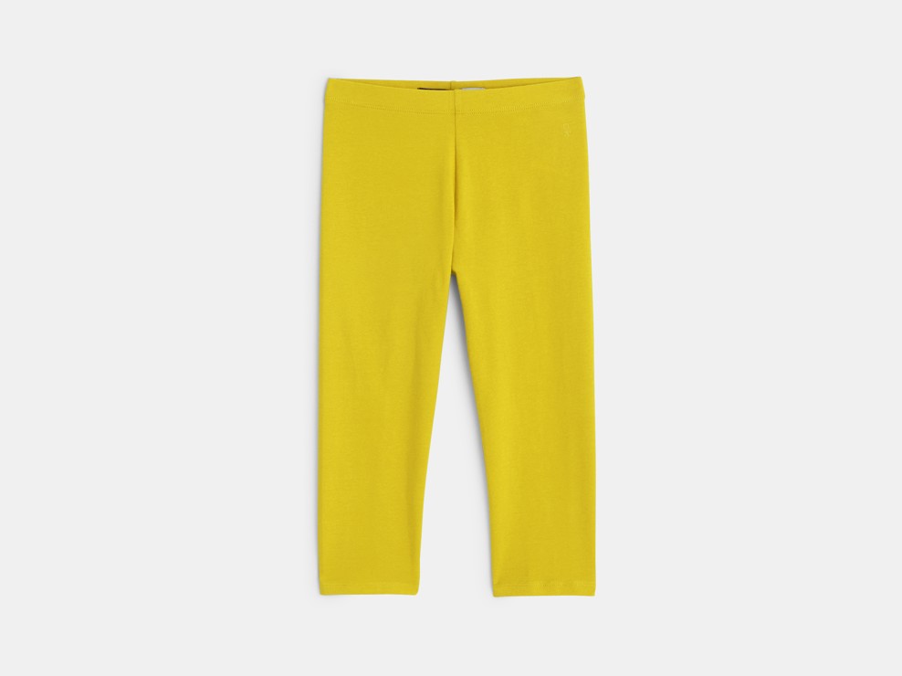 Leggings courts unis jaune fille 1