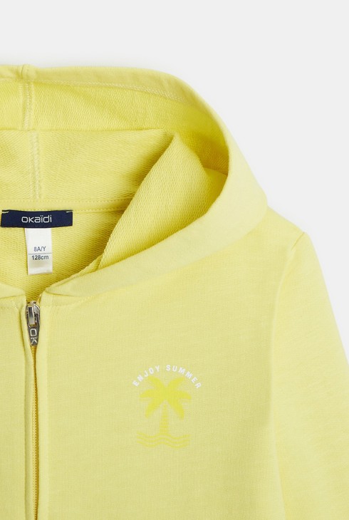 Sweat-shirt à capuche uni "enjoy summer" jaune fille 2