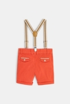 Bermuda à pinces en coton fantaisie et bretelles orange bébé garçon 4