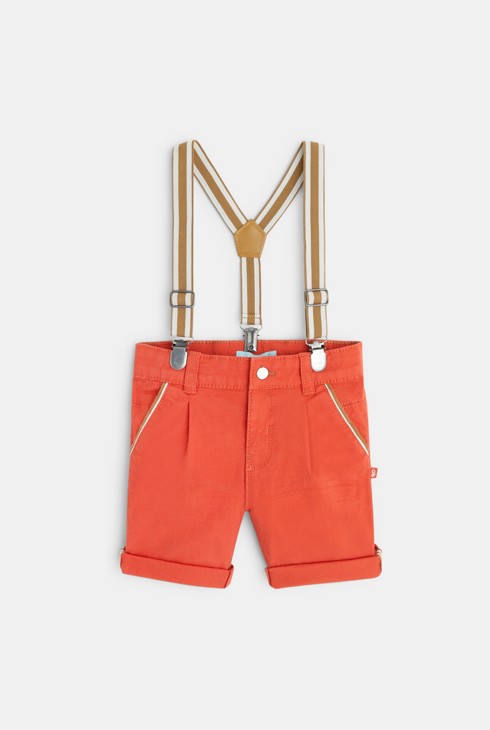 Fancy cotton Bermuda shorts with darts and suspenders 2