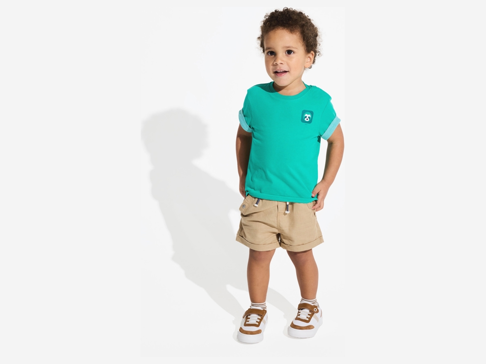 Short en lin et coton beige bébé garçon 1