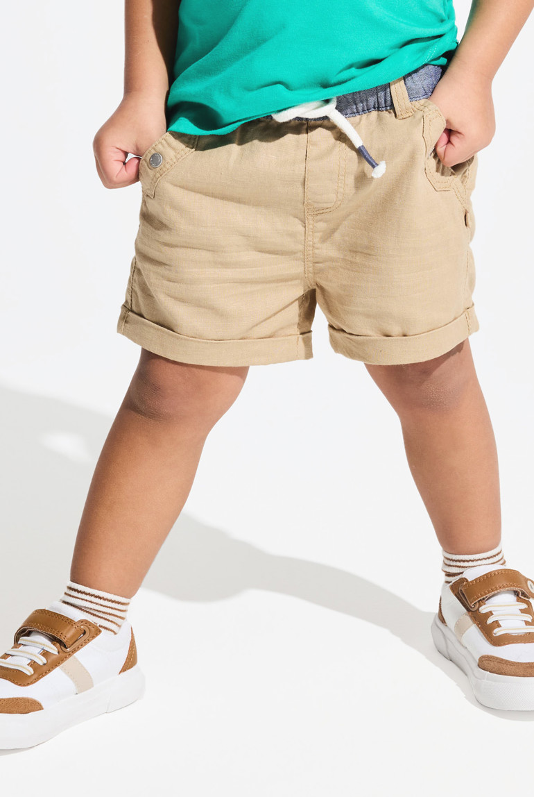 【papier】Boy Meets Shorts / Beige Linen and cotton shorts Okaïdi & Obaïbi