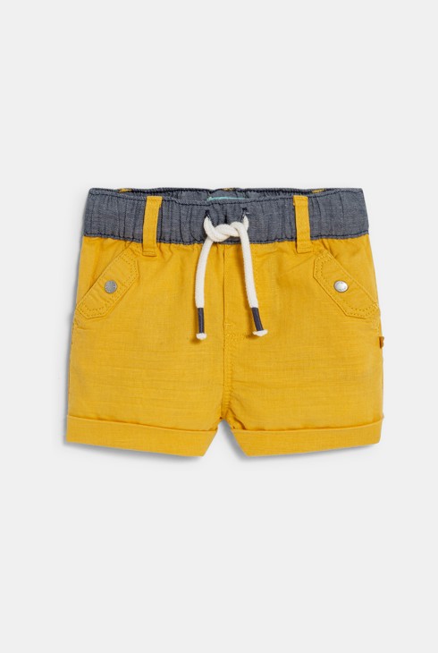 Short en lin et coton jaune bébé garçon 2