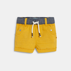 Short en lin et coton jaune bébé garçon 1