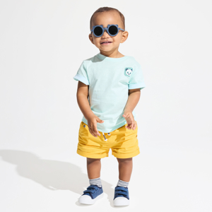 Gelbe Baby-Shorts aus Leinen und Baumwolle für Jungen 1