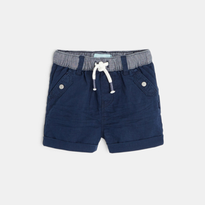 Short van linnen en katoen blauw babyjongen 1