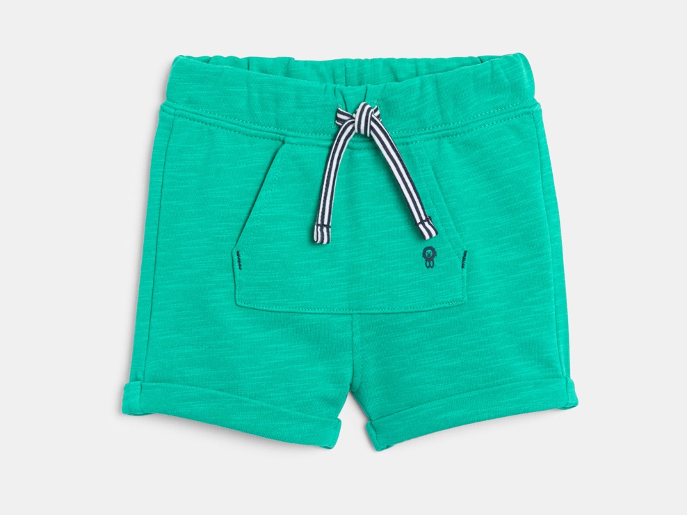 Pantalons curts de moletó verds bebè nen 1