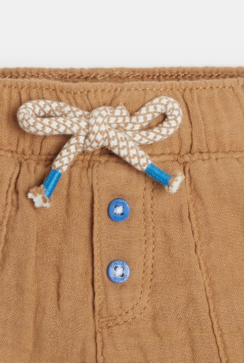 Shorts aus leichter Baumwolle mit Prägung Braun Baby Jungen