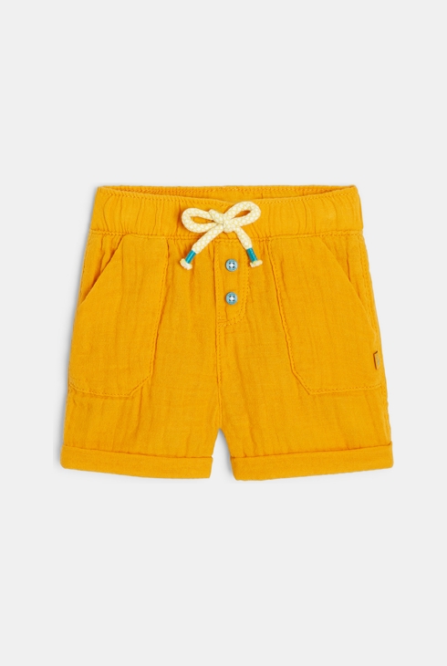 Short coton léger gaufré jaune bébé garçon 2