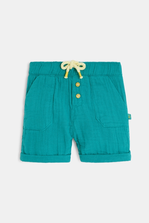 Shorts aus leichter Baumwolle mit Prägung Blau Baby Jungen 1
