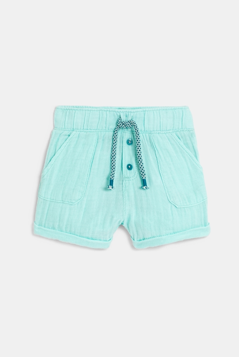 Blaue Shorts aus leichter gaufrierter Baumwolle Baby Jungen