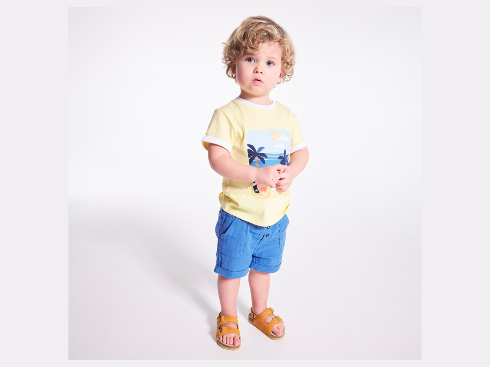 Shorts aus leichter Baumwolle mit Prägung Blau Baby Jungen 1