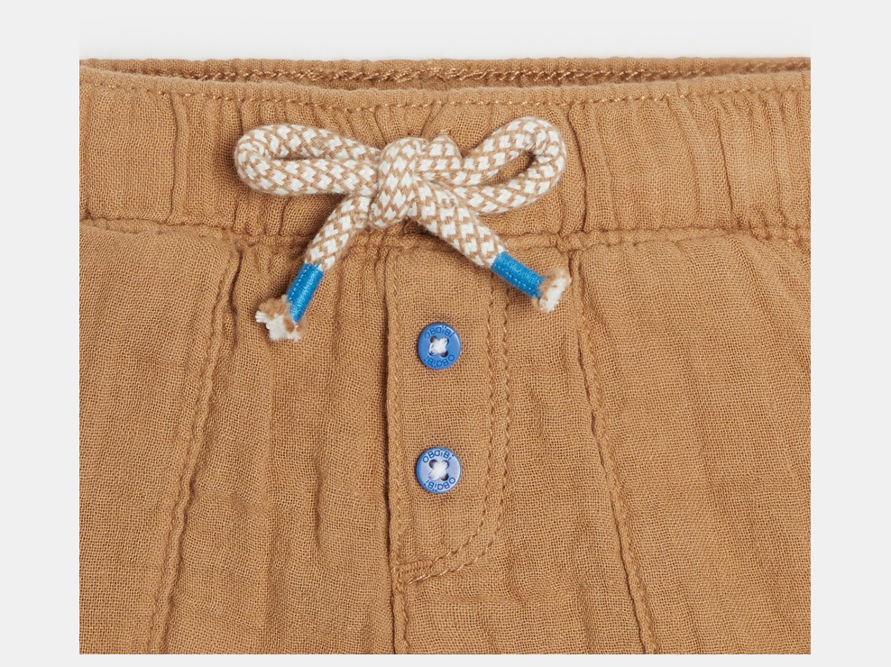 Short coton léger gaufré marron bébé garçon 2