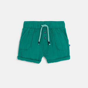 Short coton léger gaufré vert bébé garçon 1