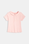 T-shirt polo fines côtes rose bébé fille