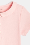 T-shirt polo fines côtes rose bébé fille 2