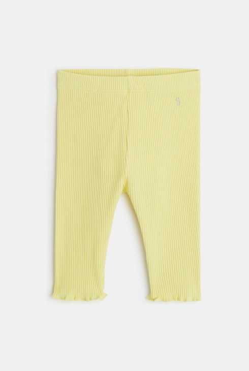 Legging maille côtelée jaune bébé fille 1