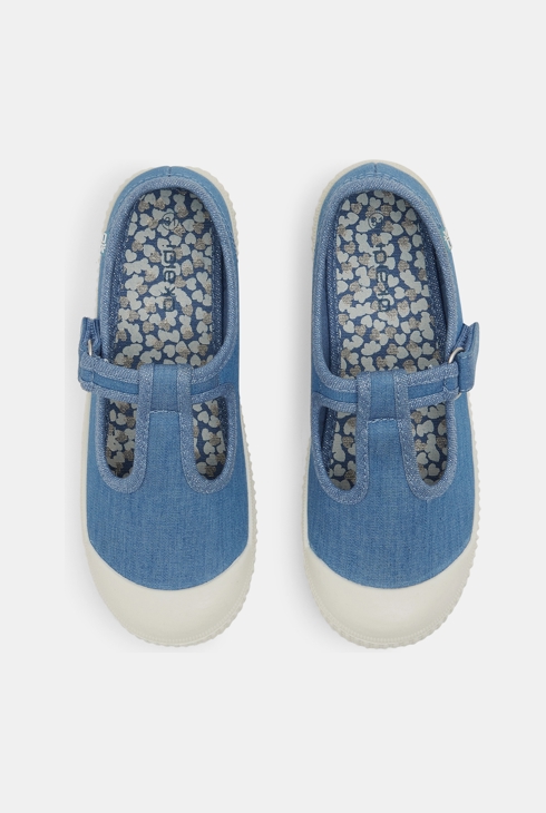 Ballerines toile forme salomé bleues fille 2