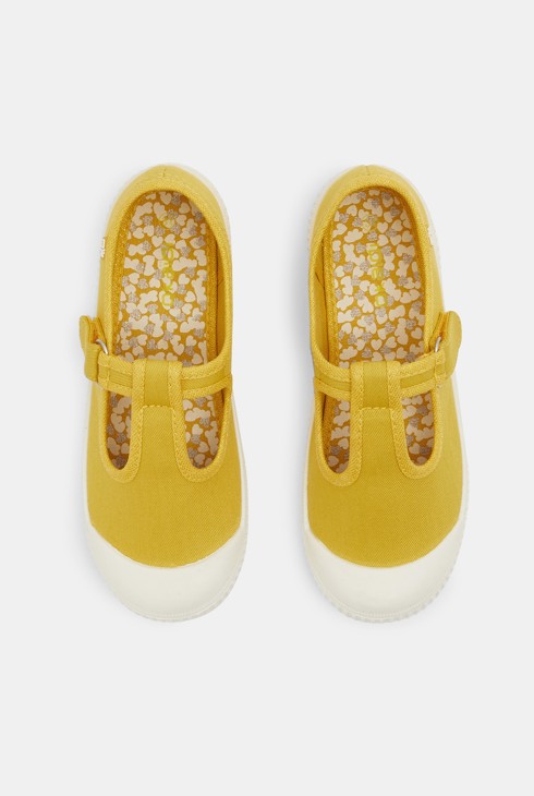 Ballerines toile forme salomé jaunes fille 2