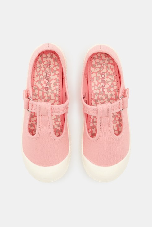 Ballerines toile forme salomé roses fille 2
