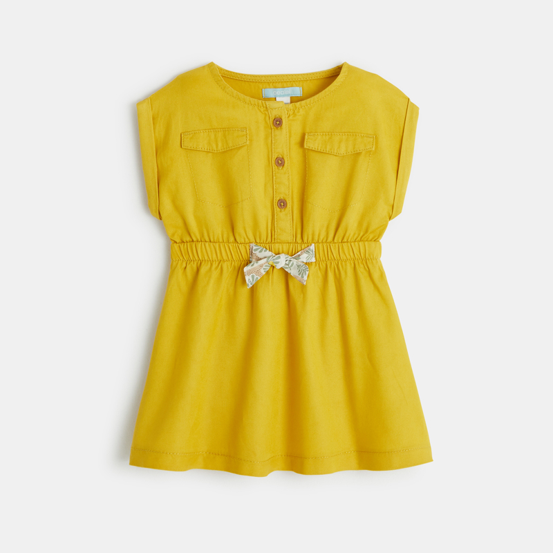 Ärmelloses Hemdkleid aus Twill Gelb Baby Mädchen