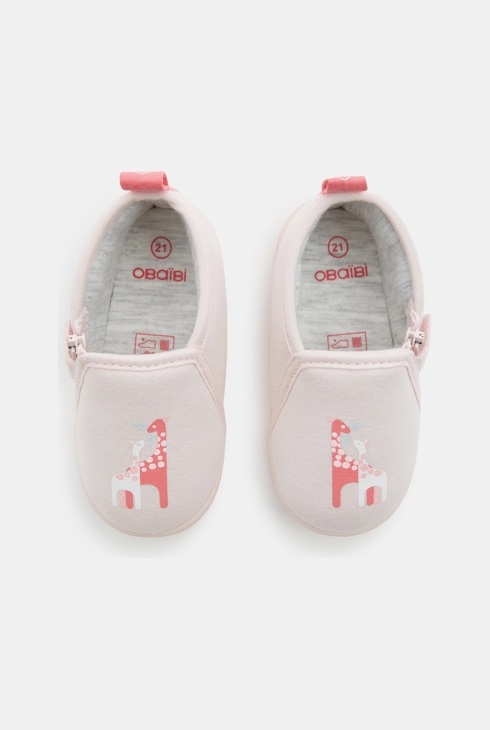 Chaussons maille girafes roses bébé fille